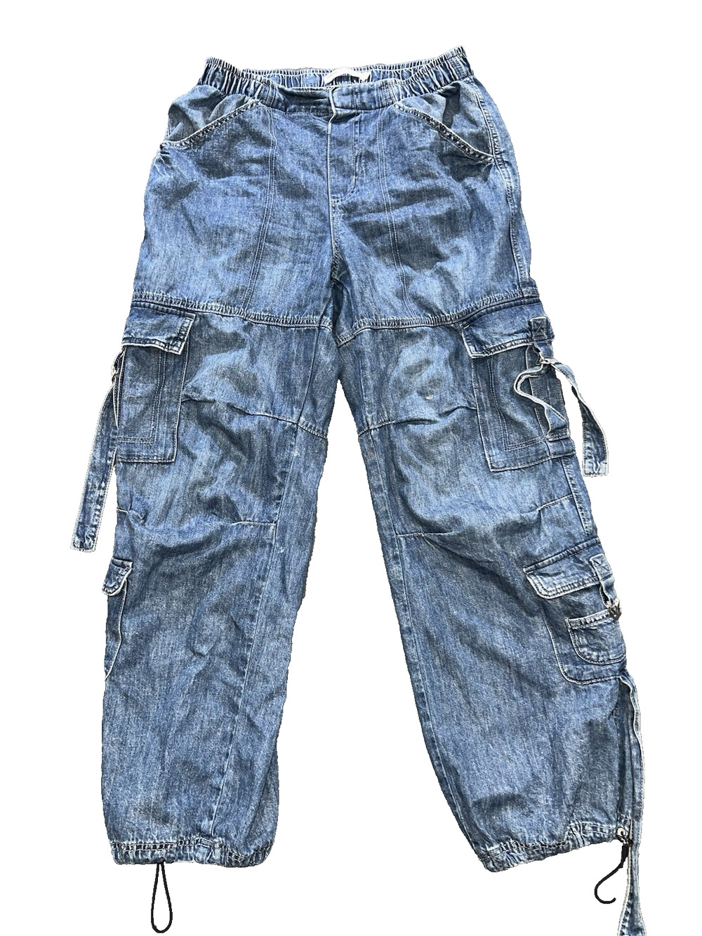 Garage Denim Low Rise Baggy Jeans Blue Wide Leg Medium Wash Y2K Size S A010926